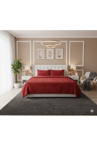 Comfort Yorgan Seti Çift Kişilik Stripe Bordo Diğer