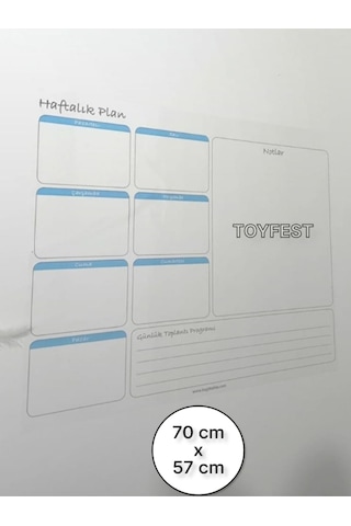 Duvara Kendiliğinden Manyetik Yapışan Haftalık Program Planlayıcı Takvim 70 X 57 Cm Şeffaf