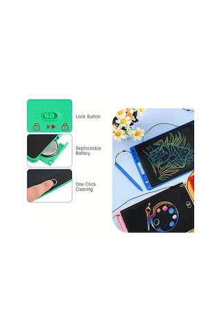 Trendooze Çocuklar İçin Eğitici Lcd Yazı Tahtası Açık Mavi Tek Tıkla Kalem Hediyeli Açık Mavi