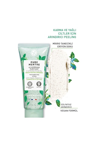 Yves Rocher Pure Menthe Karma ve Yağlı Ciltler İçin Prebiyotik Yüz Peeling 75 ML