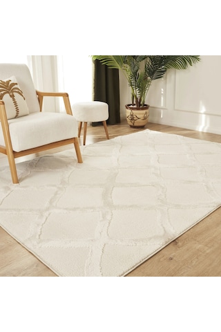 Kaşmir Halı 7/24 Plushy Atlas Salon Mutfak Halısı Yolluk Bej