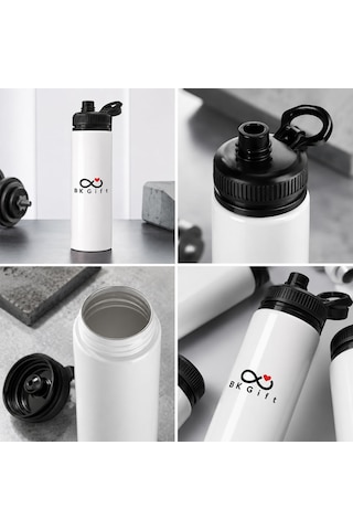 Logonuza Özel 5 Adet Askılı Alüminyum Su Matarası - 800 Ml Kurumsal Matara Siyah