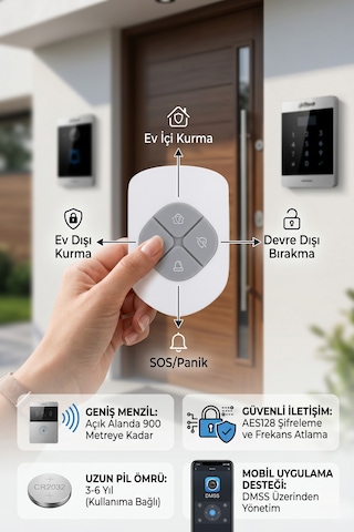 Dahua Dhı-ara24-w2 868 Kablosuz Alarm Uzaktan Kumandası Wireless Keyfob Panik Butonlu Akıllı Anahtarlık