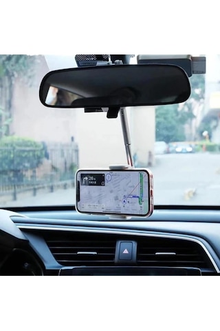 Zhltools Araç İçi Dikiz Aynası Telefon Tutucu Teleskopik Telefon Tutacağı Beyaz Beyaz