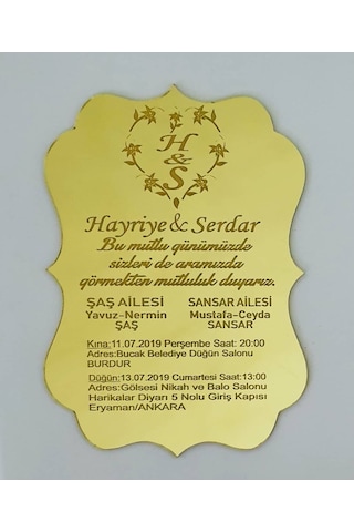 Hdrlazerdizayn Aynalı Pleksi Davetiye