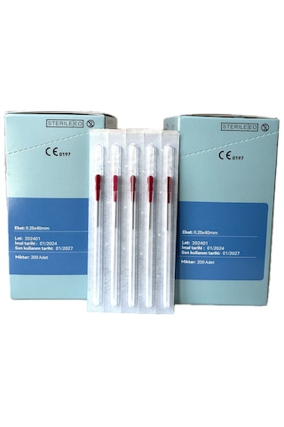 Akupunktur İğnesi Kuru İğne 0.25x40 Mm 200lük Paket 2 Kutu