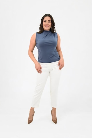 Kadın Büyük Beden Drape Detaylı Dik Yaka Bluz 1851-25 001