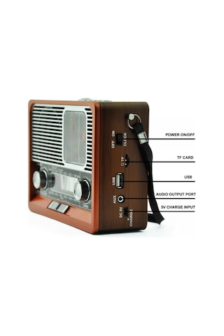 Everton RT-306 Bluetooth Usb/SD/Aux/FM Radyo Saatli Ahşap Nostalji Radyo