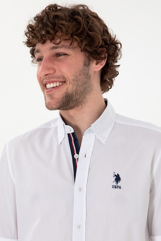 U.s. Polo Assn. Erkek Beyaz Gömlek Desenli 50300207-vr013 Beyaz