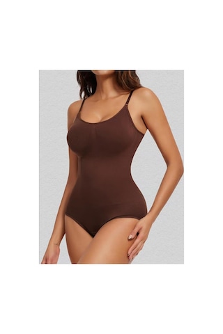 Fit Women Seamless Zıbın Korse Çıtçıtlı Body 2 Beden ı Push Up Etkili Karın Bel Göbek Kadın Body Korse 9051 Kahverengi