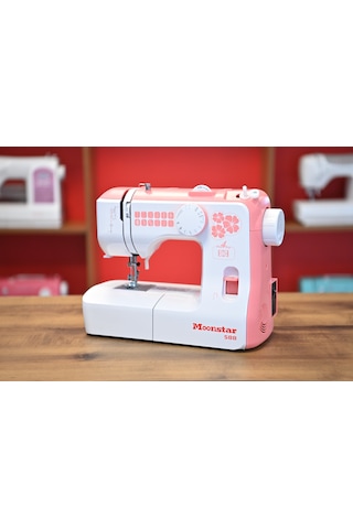 Moonstar Ev Tipi Düz Dikiş Makinesi 12 Desenli / Model 588 Pembe