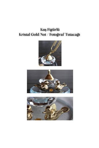 Kuş Figürlü Kristal Gold Not Fotoğraf Tutacağı