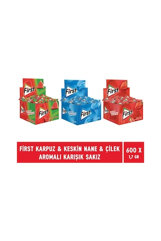 First Keskin Nane & Çilek & Karpuz Aromalı Tekli Sakız 600 x 1.7 G