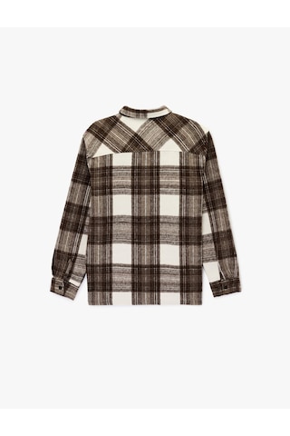 Koton Regular Fit Cepli Klasik Yaka Uzun Kollu Oduncu Gömleği Ekru Ekose 6wam60231hw Ekru