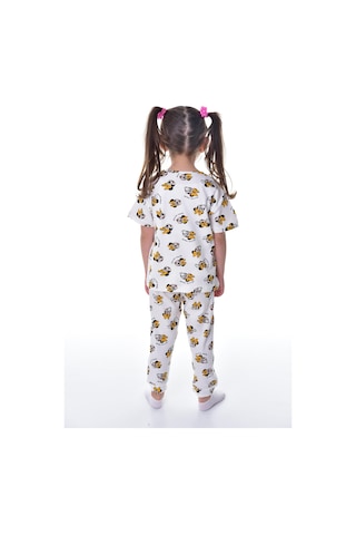 Bunny Hopp %100 Pamuk İnterlok Kumaş Kısa Kollu Minnie Mause Desenli Yazlık Kız Çocuk Pijama Takımı Beyaz