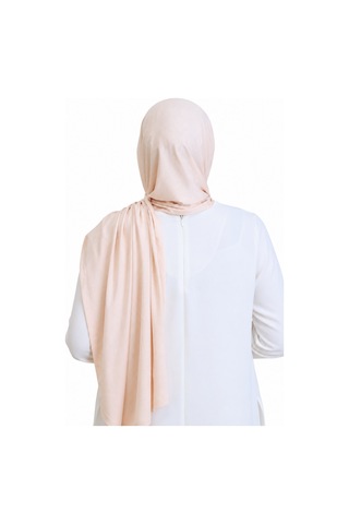 Modish Group Penye Boyun Kapamalı Şal Başörtü Hazır Giyim Turban Esnek Jersey Şal Bej