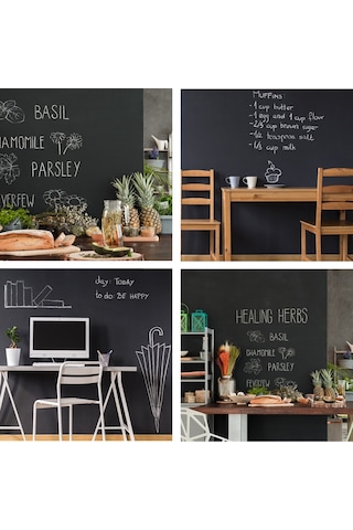 Honmex Vinil Magnetik Siyah Tahta Sticker 45x200cm - Eğitim, Ofis Ve Ev Kullanıma Uygun Yazma Alanı, Kolay Yüklenir Ve Temizlenir Siyah