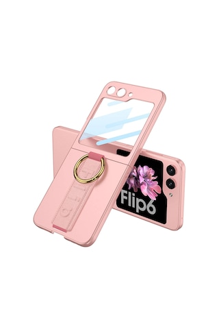 Galxy Uyumlu Z Flip 6 Kılıf Kamera Korumalı Yüzüklü Zore Flip Ring Kıpta Kapak-mor Mor