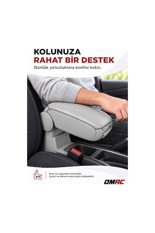 Dacia Duster 2010-2017 Uyumlu Kolçak Kol Dayama Gri Suni Deri Araca Özel