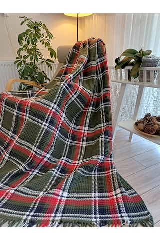 Skoç Battaniye Tek Kişili Kırmız-yeşil Skoç Battaniye