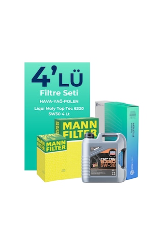 Mann Citroen Ds3 1.2 Benzinli Filtre Bakım Seti Liqui Moly Motor Yağlı (2010-2016) 4 Lü -