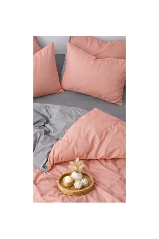 Somon & Gri Tek Kişilik Nevresim Takımı Modern Seri Somon-gri