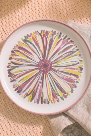 Serene Flower Nordic 4'lü Pasta & Sunum Tabağı 22 Cm Çok Renkli