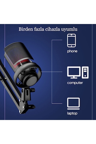 Rgb Ve Usb Podcast Gamer Youtuber Mikrofon Seti Online Ders