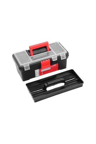 Suofeng 12,5 İnç Şeffaf Kapaklı Taşınabilir Plastik Alet Çantası - Bölmeli Ve Tepsili Pratik Ev Alet Saklama Kutusu