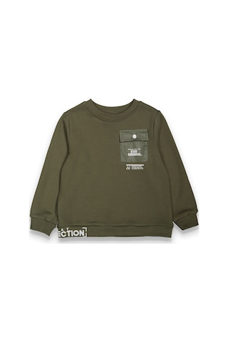 Erkek Çocuk Kalın Baskılı-cepli Sweatshirt Yeşil