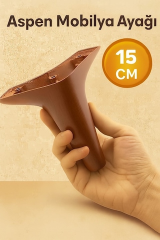 Aspen Mobilya Ayağı 15 Cm Ahşap Desenli Kanepe Koltuk Tv Ünitesi Baza Uyumlu Kahverengi
