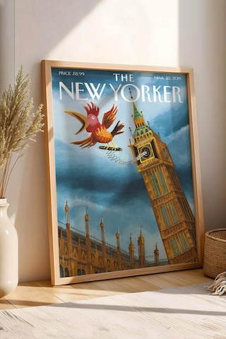 The New Yorker Çerçeveli Tablo March 25 2019 - Big Ben Guguklu Saat Tablosu