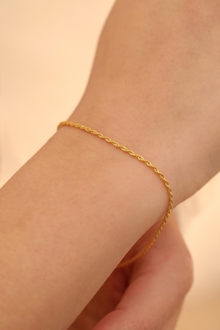 14 Ayar Altın Ince Halat Zincir Bileklik Sarı Altın