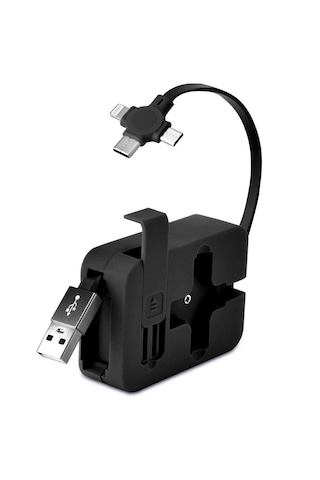 Cep Tipi Telefon Tutuculu Makaralı Uzayıp Kısalabilen 3& Apos Ü 1 Arada Usb Şarj Kablosu 5332