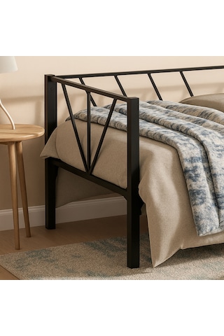 Alchera Daybed Tek Kişilik Sedir Metal Karyola Siyah