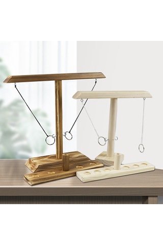 Ximistore9 Orta Boy 30cm Karbonize Ahşap Halka Atma Oyunu - Çift Kişilik Masa Oyunu - El-göz Koordinasyonunu Geliştirir