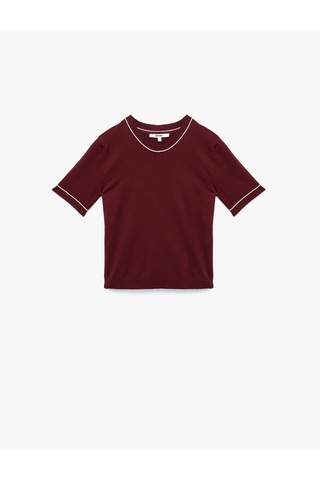 Koton Kısa Kollu Bisiklet Yaka Triko Kazak Bordo 6wak90254ht Bordo