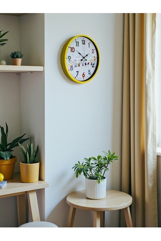Büro Ev Ofis Duvar Saati İçin 36cm Sarı Çocuk Odası Mekanizma Diğer 22714386