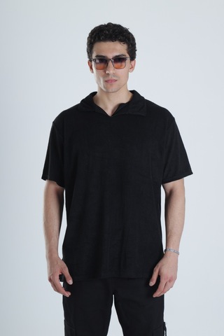 Cocopelli Erkek Siyah T-shirt Dokuma Kumaş Coc1158 Siyah
