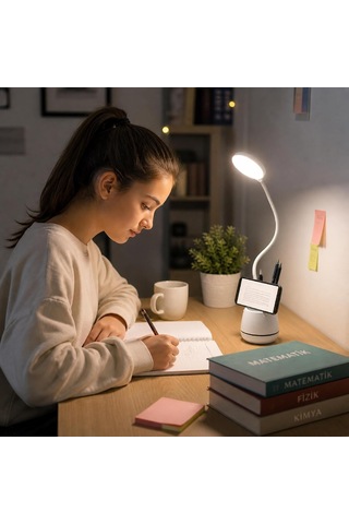 Masa Lambası Şarjlı Dokunmatik 24 Led'li, 3 Renk Modlu Ayarlanabilir Işık, Usb Şarjlı, Esnek Gövde, Modern Masa Diğer