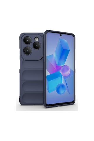 İnfinix Hot 40 Kılıf Esnek Tpu Oyuklu Arka Yüzey Tasarımlı Tchs Etnik Silikon Kapak - Lacivert Lacivert