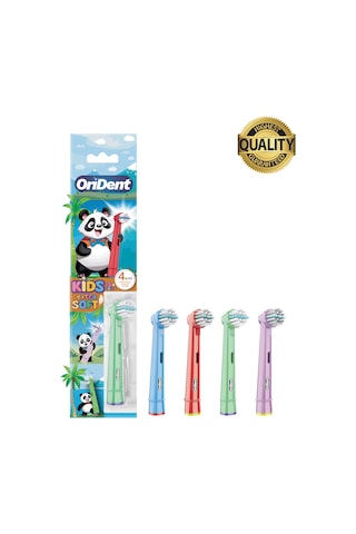 Panda Kids - Çocuklara Özel Oral-b Uyumlu 4 Adet Yedek Başlık Nazik Temizlik Ve Diş Eti Koruması