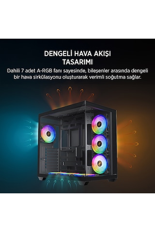 James Donkey Stark S801 7xargb Temperli Cam 650w 80+ Bronze Atx Siyah Gaming Oyuncu Kasa