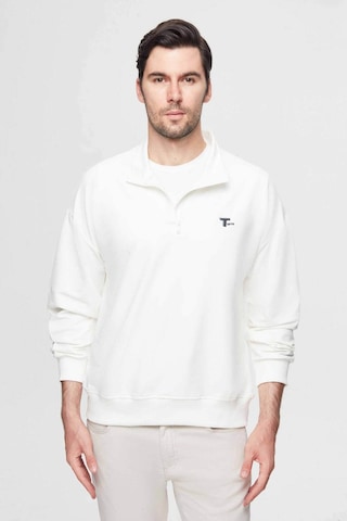 D's Damat Oversize Ekru Düz Yarım Fermuarlı Pamuklu Mevsimlik Sweatshirt 2ECE25ORT2796 Ekru