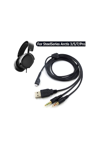 Sones Zs0224 Steelseries Arctis 3 / 5 / 7 / Pro İçin 3 Uçlu Kulaklık Ses Kablosu Siyah