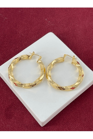 Örme Gold Halka Küpe Gold