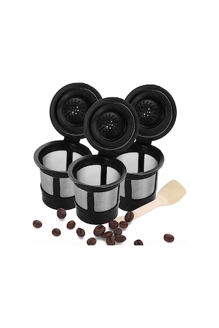 Ruicoo Yeniden Kullanılabilir Kahve Kapsülü - Keurig Makineleri İçin Paslanmaz Çelik Filtreli, Ekonomik Ve Pratik Siyah