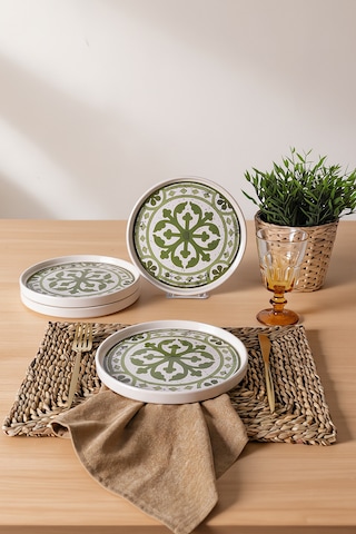 Keramika Timeless Green Stackable Pasta Tabağı 21 Cm 4 Adet 21974 Krem