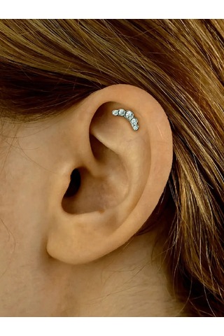 Markiz 925 Ayar Gümüş Kıkırdak Piercing Küpeli Kulak Küpesi 192262703 Gri