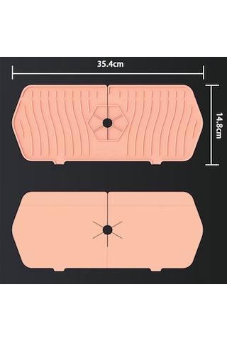 Yaleker Silikon Lavabo Matı - Su Toplama Ve Tıraşaklı Desenli, Mutfak/banyo Lavaboları İçin, Kuru Ve Temiz Tezgahlar, 37x14cm Pembe